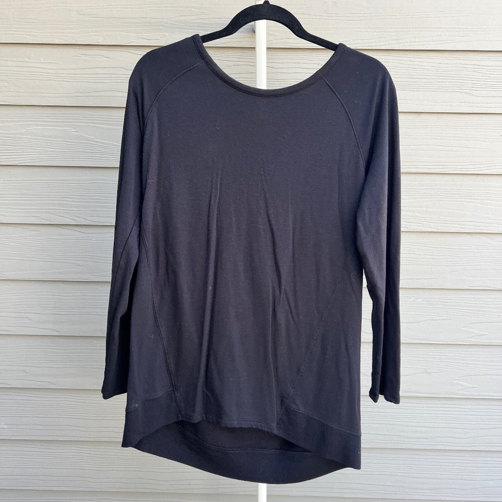 Athleta Black Long Sleeve Performance Top | Size M | Modal Stretch